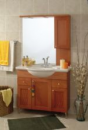 עידן הקרמיקה - ארונות אמבטיה: ארון חזית עץ מלא עם משטח חרס אינטגרלי 